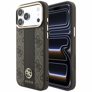 Ümbris mudelile IPHONE 18 Pro Max/17 Pro Max ühildub MagSafe'iga (Stripe Round and Classic Logos 4G) (värv: pruun)