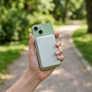 Forcell F-Energy Slim F5K9 akupank, MagSafe'iga ühilduv, 5000 mAh, 15 W, QC 4.0, PD 3.0, Cloud Dancer