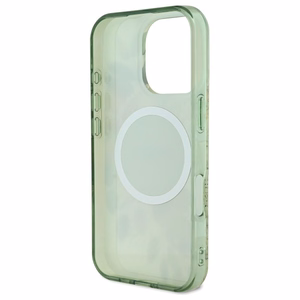 Guess IML Flower & Tonal Circle MagSafe ümbris jaoks iPhone 16 Pro - roheline