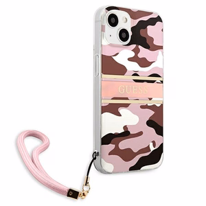 Guess GUHCP13MKCABPI iPhone 13 6.1" розовый/розовый жёсткий чехол Camo Strap Collection