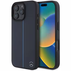Mercedes MB sinine Line Leather MagSafe Ümbris jaoks iPhone 16 Pro Max - tumesinine