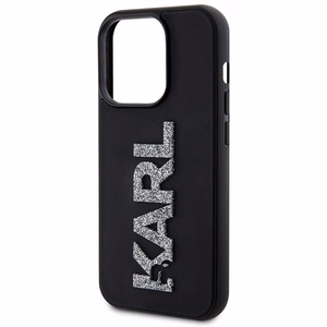 Karl Lagerfeld 3D Rubber Glitter Logo ümbris jaoks iPhone 15 Pro Max - must