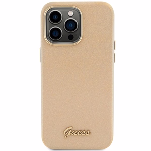 Guess Glitter Glossy Script ümbris jaoks iPhone 15 Pro Max - kuldne