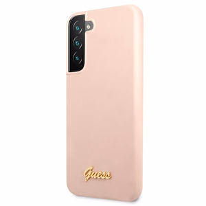 Guess GUHCS22MLSLMGPP S22+ S906 розовый/розовый жёсткий чехол Silicone Script Metal Logo