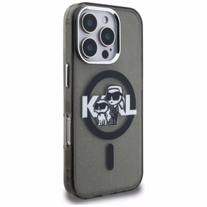Karl Lagerfeld IML Glitter Karl & Choupette Sketch Logo MagSafe чехол iPhone 16 Pro - черный