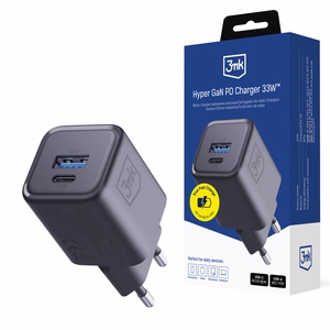 3mk Hyper Charger PD 33W GaN QC4+ PPS AFC FCP SCP 1A1C seinalaadija - must