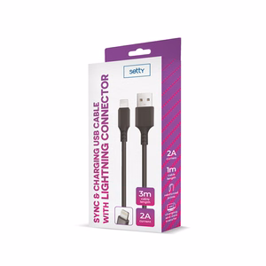 Setty kaabel USB - Lightning 3,0 m 2A must UUSI