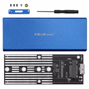 Qoltec 51832 korpus | M.2 SSD | SATA | NGFF | USB 3.0 | Super speed 5Gb/s | 2TB | sinine