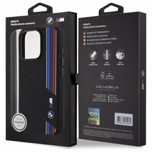 BMW Silicone Cut Tricolor Lines MagSafe Ümbris jaoks iPhone 16 Pro Max - must