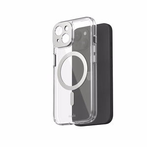 Moshi iGlaze MagSafe ümbris seadmele iPhone 15, läbipaistev Luna Silver detailidega