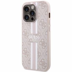 Guess 4G Printed Stripes MagSafe ümbris jaoks iPhone 15 Pro - roosa