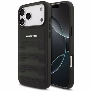 AMG Leather Debossed Lines Logo Ümbris jaoks iPhone 17 Pro Max - Must
