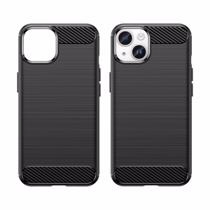 Carbon Case iPhone 14 Plus paindlik geeliga tagakate must