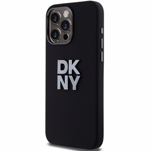 DKNY Liquid Silicone Metal Logo iPhone 15 Pro Ümbris - Must