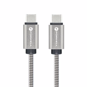 Kaabel USB C to USB C Forcell F-Energy QC4.0 PD 3A 66W Metal 2 m C237 hõbedane