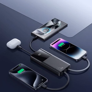 Akupank Joyroom JR-PBF19 must 10000mAh 22.5W (PD / QC3.0) + integreeritud Type-C / Lightning kaablid