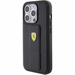 Ferrari Grip Stand Metal Logo чехол для iPhone 15 Pro Max - чёрный