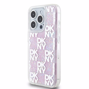 DKNY ümbris jaoks iPhone 15 Pro 6,1" DKHCP15LLCPEPP valge HC liquid glitters w checkered pattern