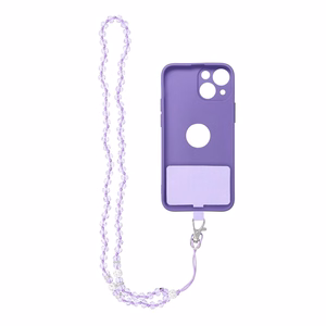 CRYSTAL DIAMOND Phone lanyard, Phone pendant / cord length 74cm (37cm in the loop) / on neck - lilla