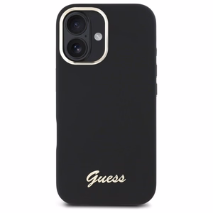 Guess Silicone Script Metal Logo & Frame Ümbris jaoks iPhone 16 - must