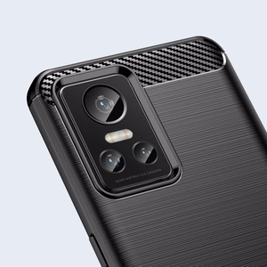 Carbon Case ümbris Realme GT Neo 3 paindlikule silikoonist süsinikkattele musta värvi