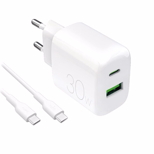 Puro PROLITE 30W USB-A / USB-C wall laadija + USB-C - USB-C kaabel 1.2m - valge