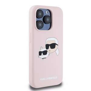 Силиконовый чехол Karl Lagerfeld Karl&Choupette MagSafe для iPhone 15 Pro Max - розовый