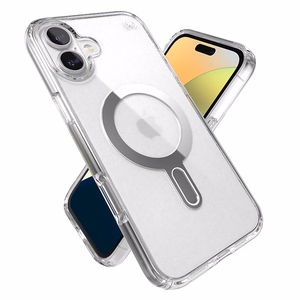 Speck Presidio Perfect-Clear MagSafe'i ja ClickLocki toega ümbris iPhone 16 Plus-le, Clear/Chrome