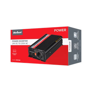REBEL 24 V–230 V inverter, 1000 W, Saksa F-tüüpi pistikupesa
