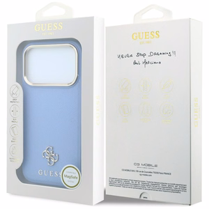 Guess Saffiano Small 4G & Classic Logo ümbris seadmele iPhone 18 Pro Max / 17 Pro Max, MagSafe-ühilduv – helesinine