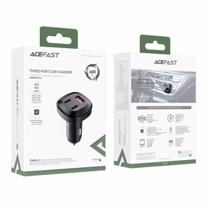 Acefast автомобильное зарядное устройство 66W 2x USB Type C / USB, PPS, Power Delivery, Quick Charge 4.0, AFC, FCP, SCP чёрное (B3 black)