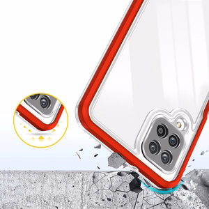 Clear 3in1 Case for Samsung Galaxy A22 4G Frame Gel Cover Red