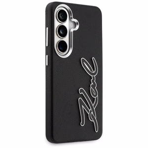 Karl Lagerfeld Grained Signature Metal Resin Logo Case for Samsung Galaxy S26 - Black