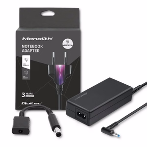 Qoltec 51728 toiteadapter HP | 65W | 19V | 3.33A | 4.5*3.0+pin | adapter 4.5*3.0+pin/7.4*5.0+pin | toitekaabel