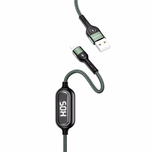 USB Cable USAMS "SJ423 - U48" Green "Lightning" 120cm (Digital Charging Display)