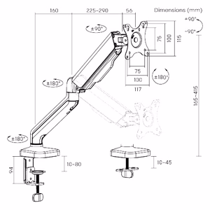 Single Monitor 17"-32" Spring-Assisted Arm Mount, must