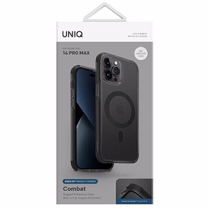 Uniq Combat iPhone 14 Pro Max 6.7" ümbris Magclick Charging must/concrete charcoal