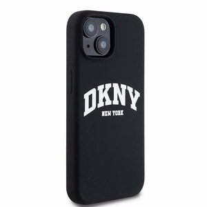 DKNY Liquid Silicone Valge Printed Logo MagSafe Ümbris jaoks iPhone 15 Plus / 14 Plus - Must