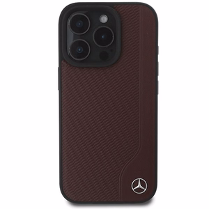 Mercedes MB Wood Imitation Leather MagSafe Ümbris jaoks iPhone 16 Pro Max - punane