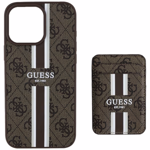 Guess 4G Stripes ümbris with Magsafe wallet jaoks iPhone 16 Pro Max brown