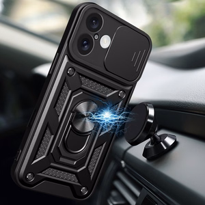 Hybrid Armor Camshield iPhone 16 Plus Armored Ümbris with Camera Cover and Stand - Must