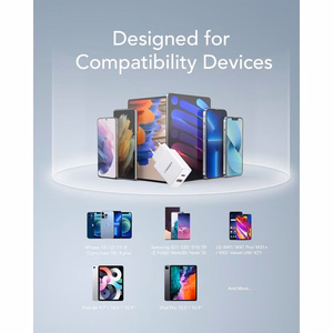 Phone laadija VEGER USB A + Typ C PD QC3.0 3A 30W VLS302U valge