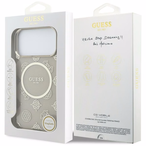 Guess IML Peony Dot MagSafe Ümbris for iPhone 17 Pro Max - beež