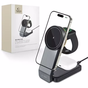 Tech-Protect QI15W-A28 MagSafe 3in1 Induktiivne Laadija koos Smartphone / Apple Watch / AirPods Alus - must