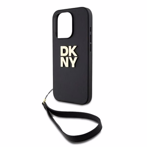 DKNY Wrist Strap Stock Logo ümbris jaoks iPhone 15 Pro - must