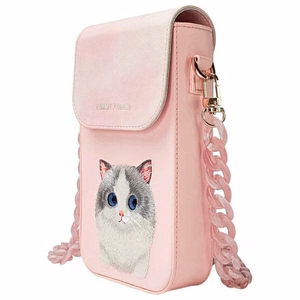 Nimmy Big Eyed Pet 2.0 Cat 3-in-1 Phone Bag + Wallet + Tracker Ümbris - Roosa