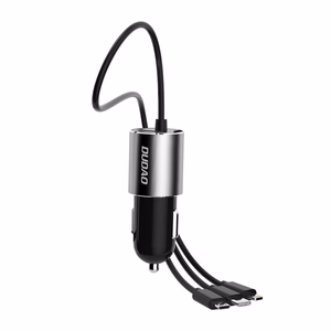 Dudao 3in1 USB car laadija 3,4 A built-in kaabel Lightning / USB Type C / micro USB must (R5ProN must)