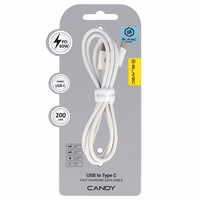 Blavec Kaabel Candy braided - USB to Type C - PD 60W 3A 2 metres Apple CarPlay/Android Auto (CCA-UC3W20) valge