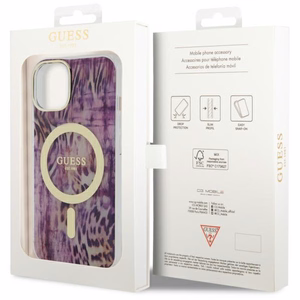 Guess Leopard MagSafe ümbris jaoks iPhone 14 - roosa