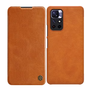 Nillkin Qin Case Case for Xiaomi Redmi Note 11T 5G / Note 11S 5G / Note 11 5G (Hiina) / Poco M4 Pro 5G Camera Cover Holster Cover Flip Case Brown